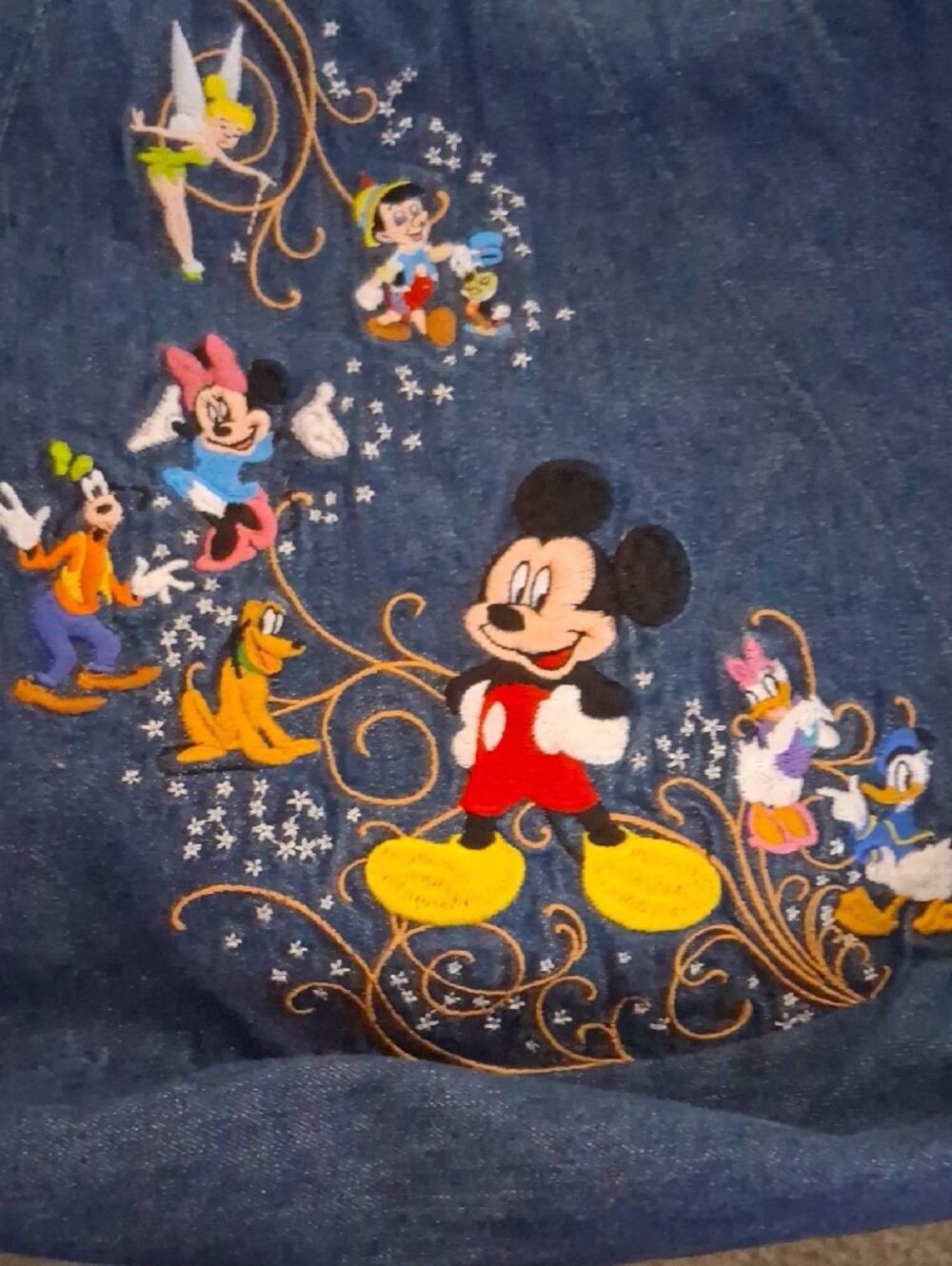 Disney Denim Mickey & Friends Embroidered Shoulder Bag - Blue - Picture 5 of 6